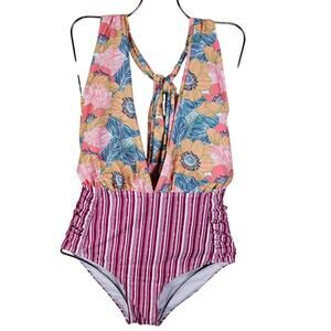 Nicole Miller New York 1 Piece Convertible With Side Ruching Summer Swim M NWT